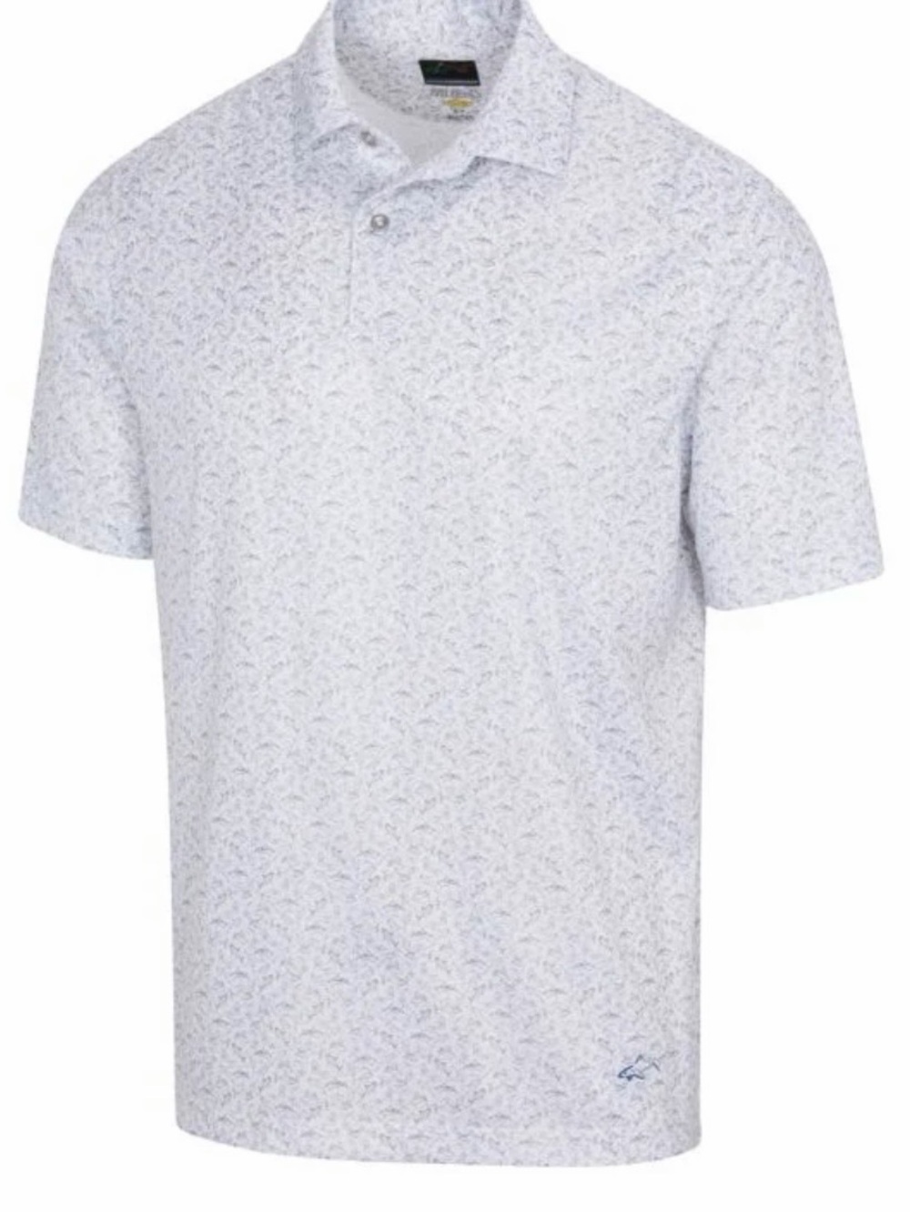 Greg Norman ML75 Play Dry Shark Print Polo Shirt XL Tall Blue White Golf Shirt